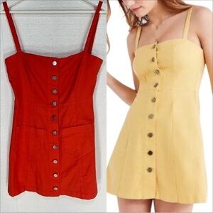 Capulet stretch denim button down mini dress orange size S